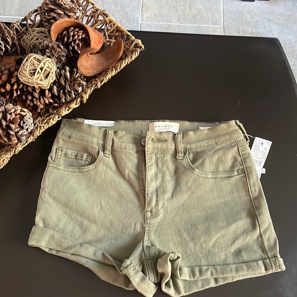 Pac Sun olive color jean shirt “The Shortie”